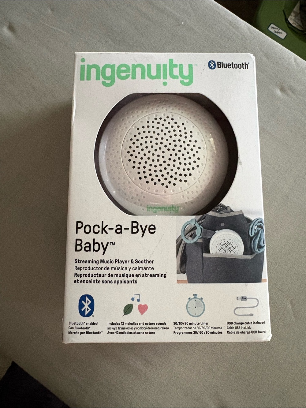 Ingenuity Pock-a-Bye Baby Bluetooth Soother Speaker - White